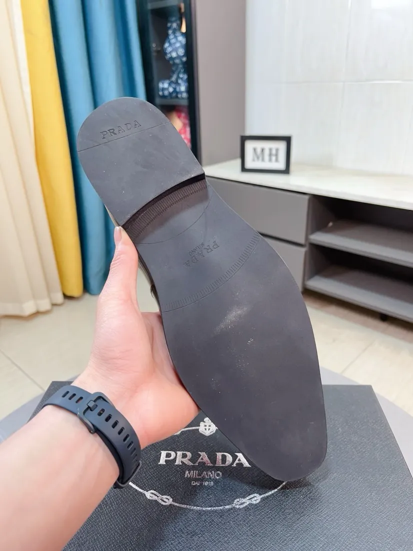 Men's shoes 💰540🌹🌹【PRADA Leather Shoes】Top purchasing agent Original imported Italian custom cowhide leather surface, fully imported water-dyed breathable cowhide lining, original factory special molded sole super comfortable, size: 38-44